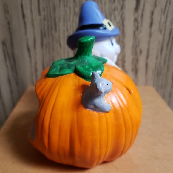 Vintage 90s Halloween Cute Witch Cat Kitty Mouse Pumpkin Tea Light Candle Holder - Picture 2 of 16